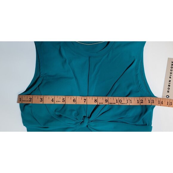 Robin Piccone Ava Tie Cropped T-Shirt Tank Swim Teal Blue Hipster Bikini Set M - Picture 11 of 13
